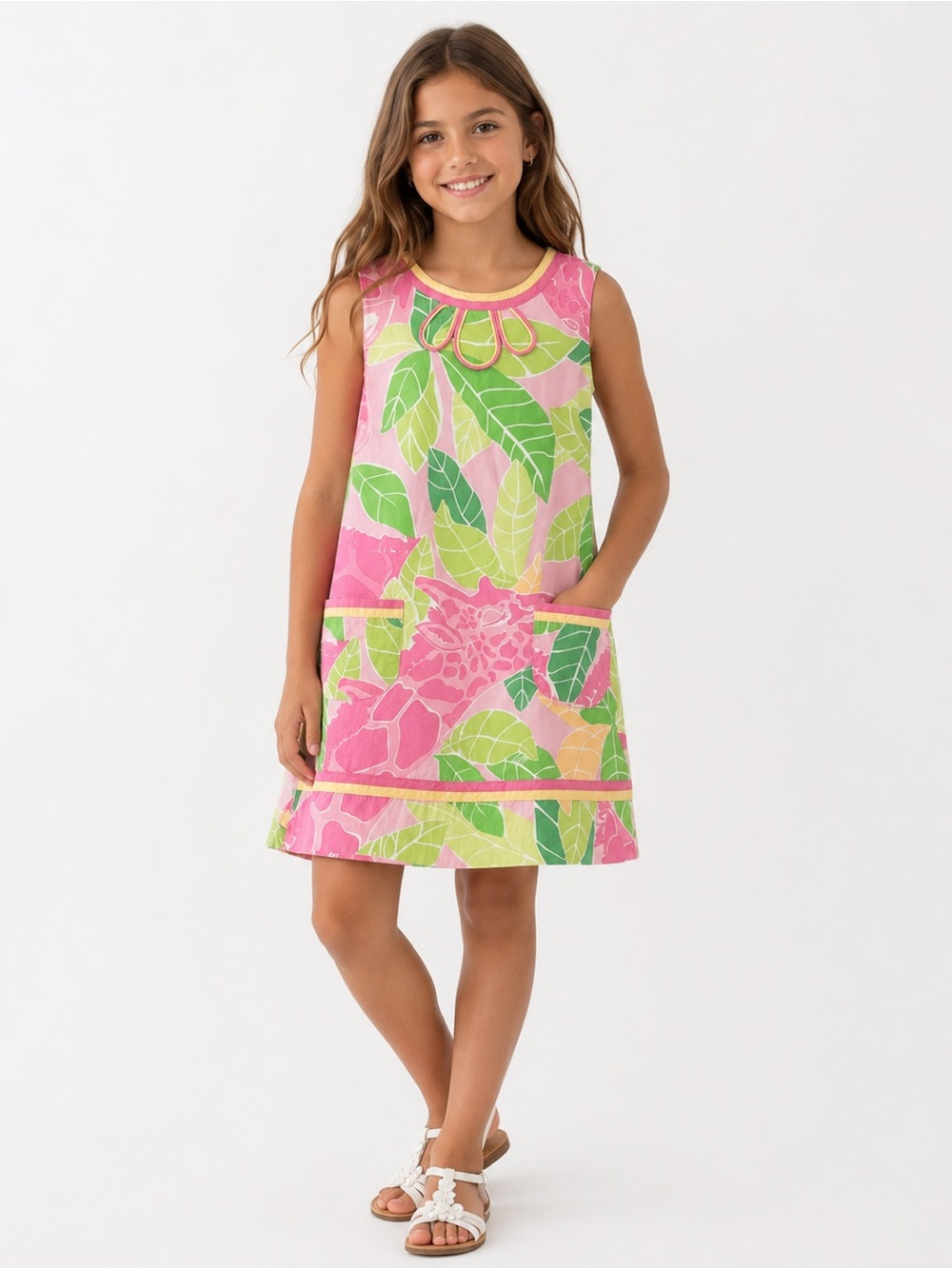Vintage Lilly Pulitzer shift dress tropical Chilean Ave Giraffe Girl size 8